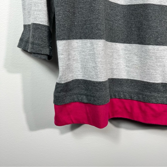 Woman Within Gray & Pink Striped Layered Look Long Sleeve Top Plus Size 2X - Picture 3 of 4